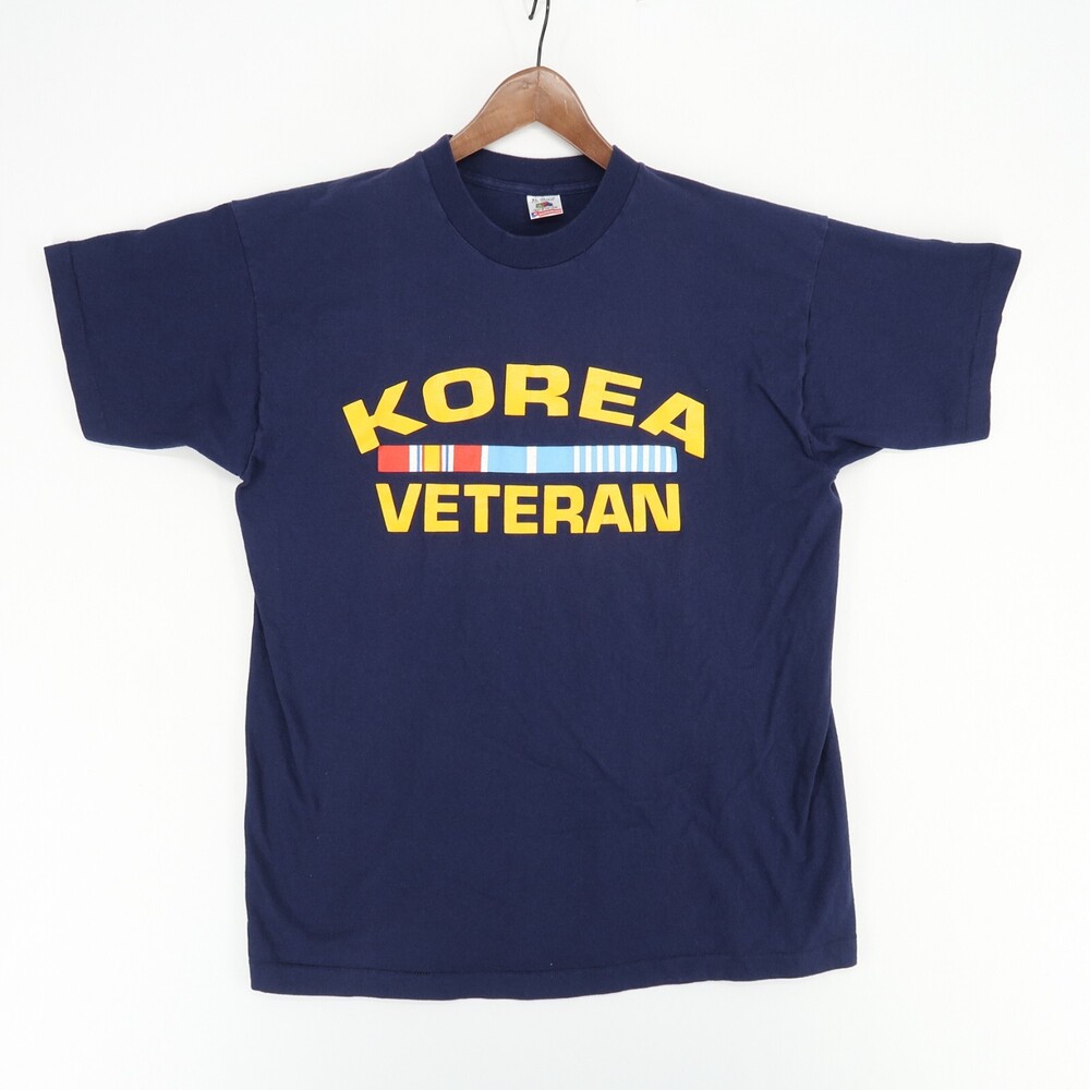 Vintage Korea Veteran T Shirt Adult XL Blue Short Sleeve Single Stitch 90S